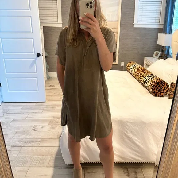 Vince | Dresses | Vince Leather Shift Dress Green Olive | Poshmark Vince | Dresses | Vince Leather Shift Dress Green Olive | Poshmark